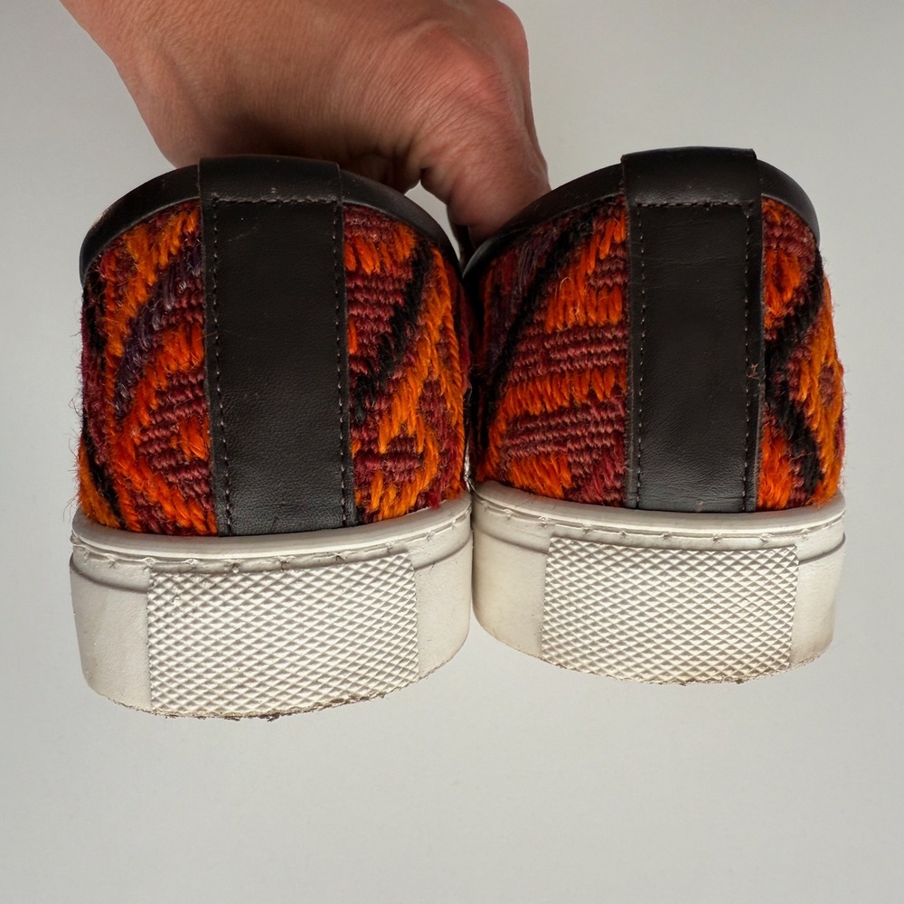 Res Ipsa EUC Kilim Slip On Red Orange Leather Trim‎ Sneaker Loafers women 9 - Picture 5 of 7